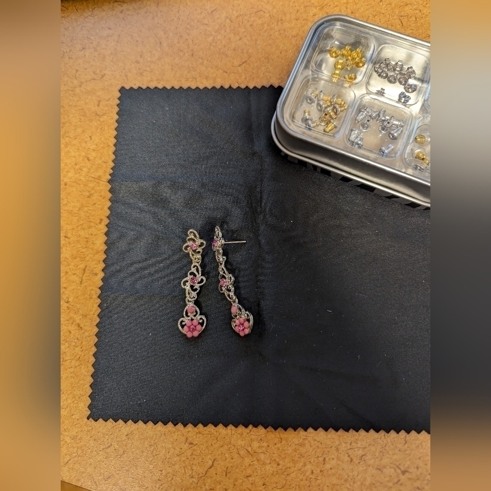 Pink hanging earrings- costume jewelry